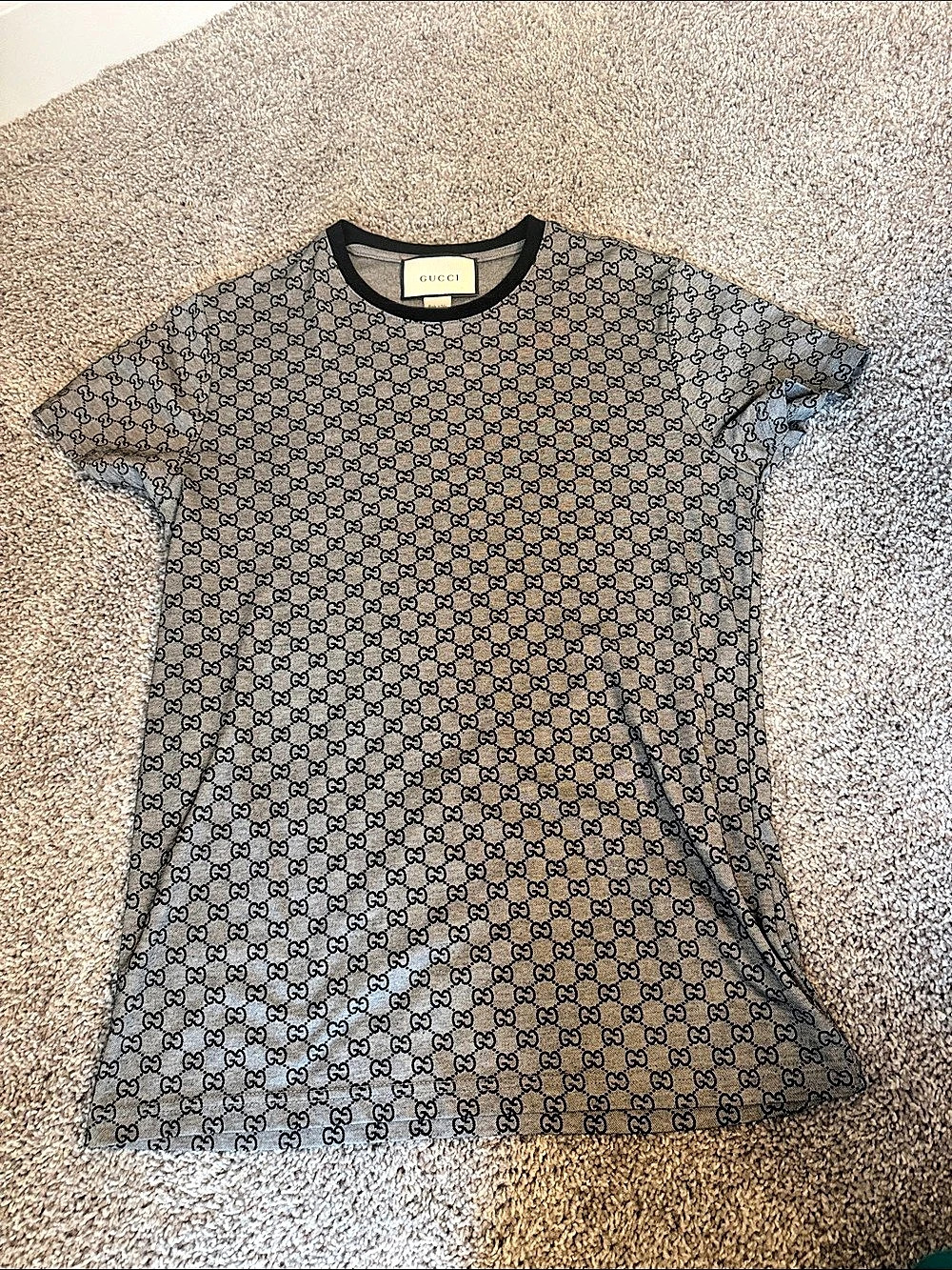 Gucci GG Monogram Short Sleeve Tee in grey & Black